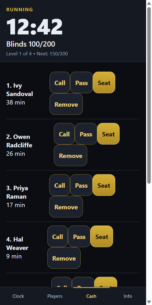 Seat somebody or take them off the cash list without walking back to the PC.